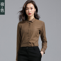 Stay · Color thick shirt women long sleeve autumn and winter new cotton shirt retro base plus velvet warm shirt