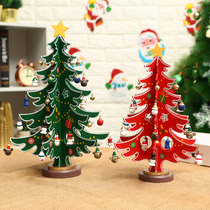 Wooden Christmas Tree Desktop Pendulum Piece Creative Craft Diy Mini Three Pieces Tree Christmas Decorations Children Presents