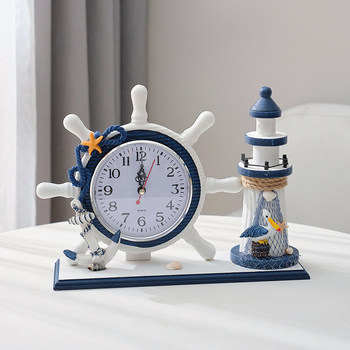 Mediterranean Clock Creative Clock Stand Tabletop Decoration Living Room Bedroom Silent Home Desktop Clock