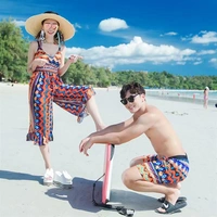 Cặp đôi đồ bơi nữ phù hợp với bãi biển Chia nhỏ ngực tụ tập váy bikini ba mảnh gợi cảm 	đồ đôi đi biển màu xanh