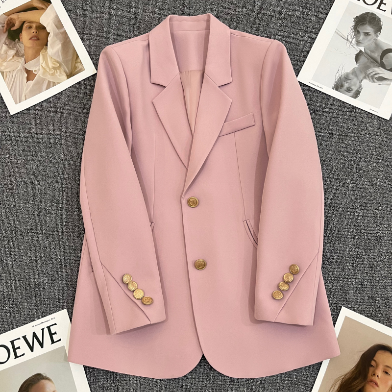Nude Pink Blazer for Women, 2026 Spring and Autumn New Style, High-End Korean Version, Casual, Eye-Catching, Stylish, Niche Suit Nude Pink Blazer for Women, 2026 Spring and Autumn New Style, High-End Korean Version, Casual, Eye-Catching, Stylish, Niche Suit