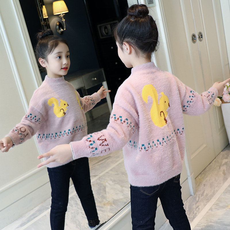 Girls' sweater 2021 Winter new round collar jacket Head of the sea Loose Girl Knit Undershirt Thickened Sanitary Clot