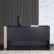 Italian minimalist cabinet Cabinet locker bedroom living room storage cabinet porch cabinet leather art smoky wood designer Cabinet