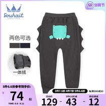 Childrens clothing boys casual pants 2021 Winter new one velvet soft warm trousers fashion sweatpants tide