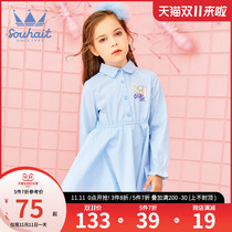 Baby childrens dress shirt 2021 autumn new fashion cute pullover long sleeve skirt slim top