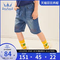 Childrens clothing pants boys five-point pants 2021 summer new soft and comfortable thin jeans fashion casual