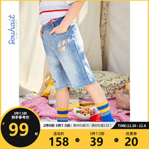 Childrens clothing pants boys shorts 2021 summer new comfortable fashion foreign style woven denim pants tide