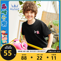 Childrens clothing boys and girls short sleeve T-shirt 2021 summer new round neck sleeve thin crayon small crayon new shirt