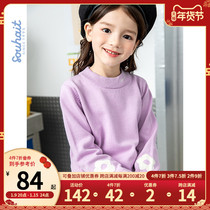Children base shirt girls winter 2021 new childrens knitted semi-high collar middle child pullover top