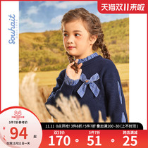 Baby childrens clothing girls sweater 2021 autumn new foreign style comfortable sweater fashion pullover fake two-piece shirt