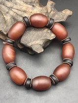 Baoshan sub-light frosted old Manau bracelet old pit original color Chinese red