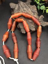 Ancient play with high ancient Manau bracelet jade abacus beads red Manau old beads large pore canal frosted weathered handstring