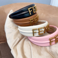 Korean high-end letter leather hairband, personalized and fashionable letter press hairpin, versatile accessory for face washing when going out
