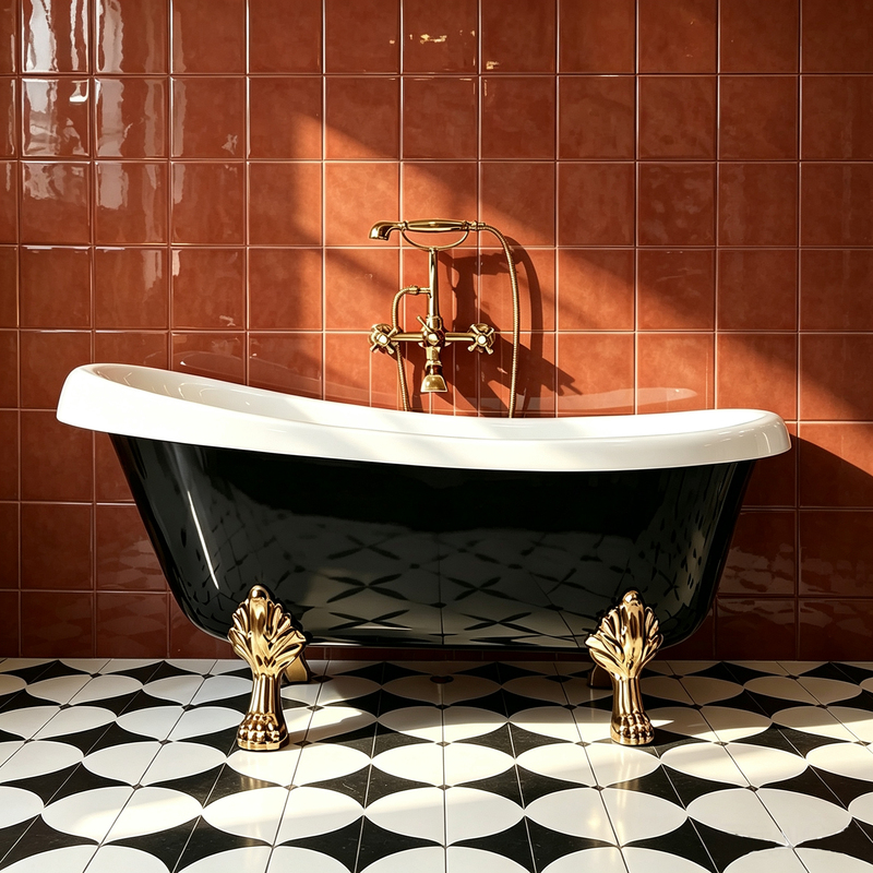 French-Style Retro Acrylic Imperial Bathtub for Home Use, Freestanding European-Style Hotel, Guesthouse, Beauty Salon, Adult Soaking Tub