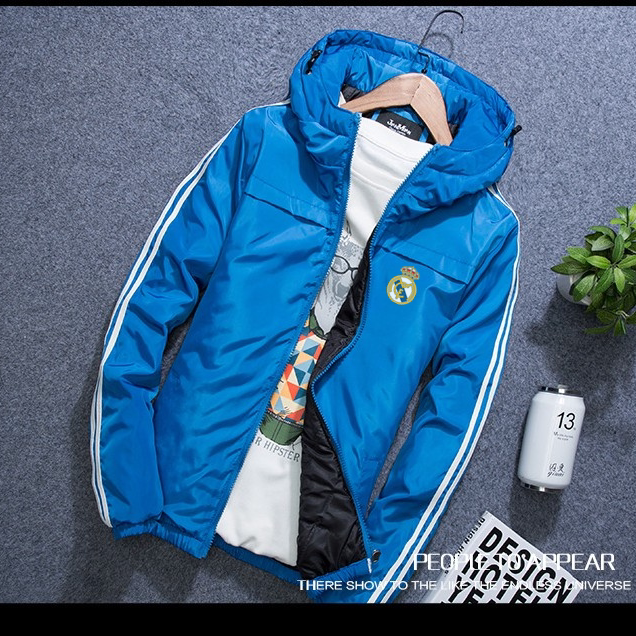 Real Madrid fans jacket Real Madrid autumn winter clothing Thickened Jackets even hat jacket sweater cotton clothes Men and women
