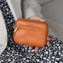 Genuine leather womens small coin purse mini first-layer vegetable tanned cowhide drivers license bank card coin compact storage bag