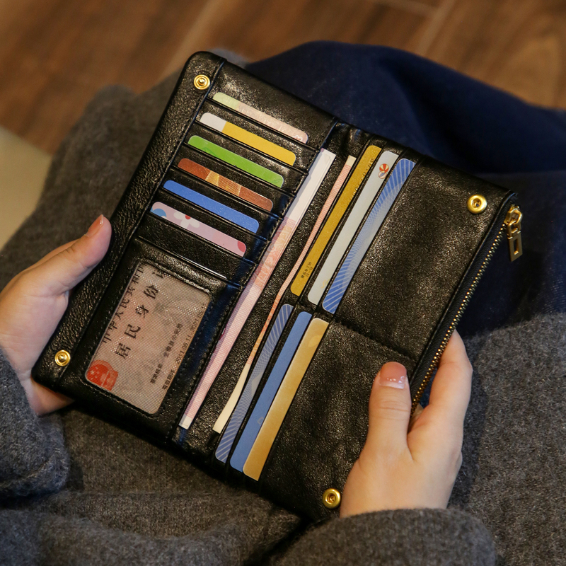 Full-Grain Vegetable-Tanned Leather Long Wallet for Men and Women with Multiple Card Slots, Large Capacity, Clutch Bag, Multifunctional Wallet