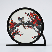 Su Embroidery Handmade Embroidery Genuine Silk Bifacial Embroidered Finished Screen Swing Piece Gift Peony Jade Lan Suzhou Featured Handicraft