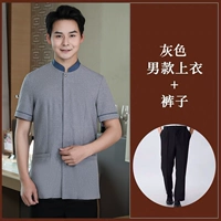 [Короткий -слейн] мужской серый топ+брюки