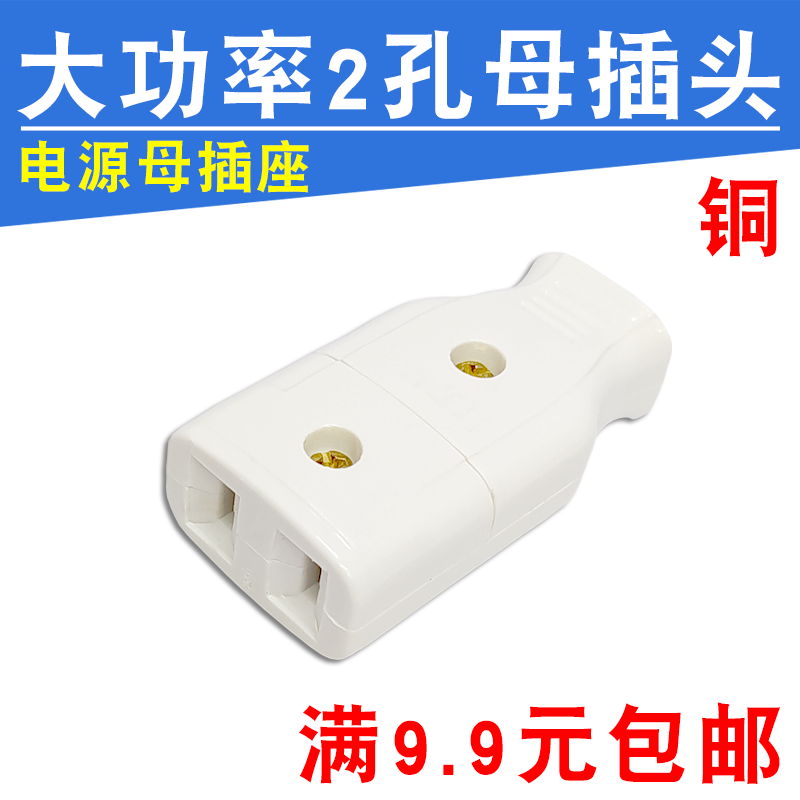 10A Socket 2 Holes Plug Electrical Wire 2 Feet Male Pair Extended Mother Seat Monitor Home Two Holes Flat Copper