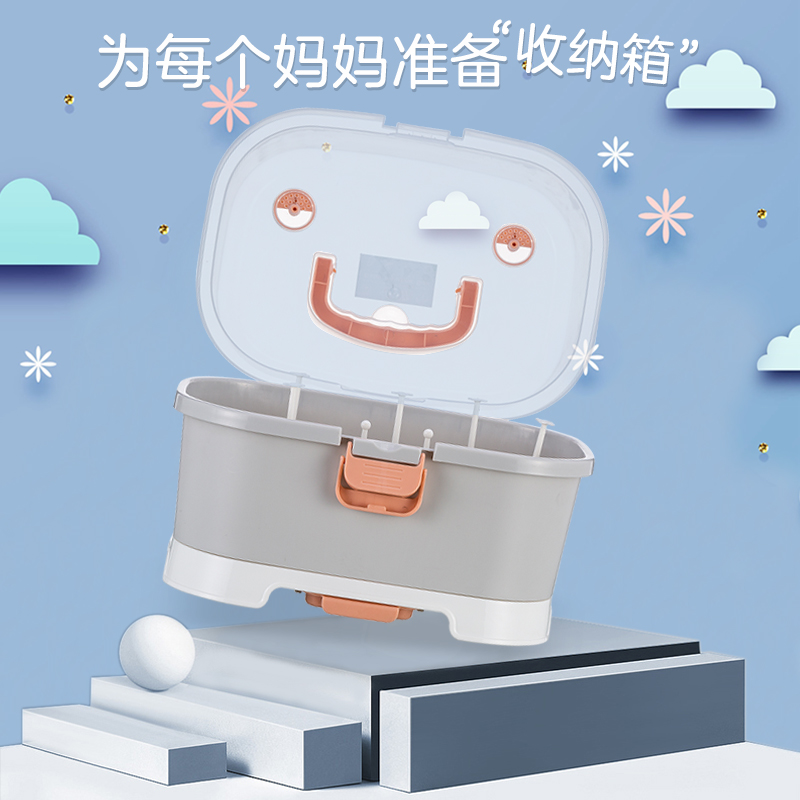 Baby bottle containing box portable seal anti-dust drying rack with lid draining baby cutlery containing box