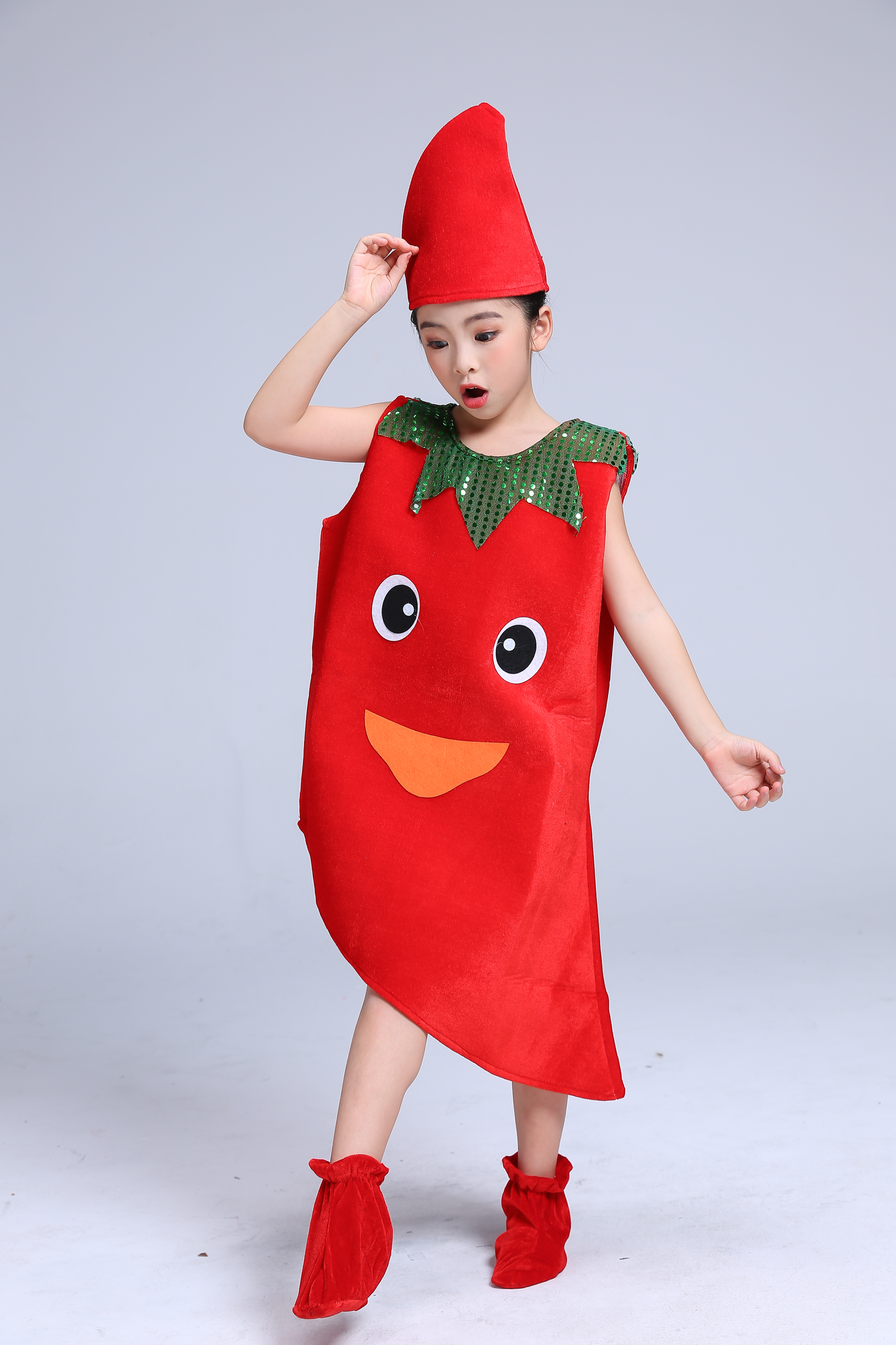Quần áo bảo vệ môi trường quần áo thời trang mô hình rau quả mẫu giáo mẫu giáo tiêu đỏ thời trang trình diễn quần áo shop quan ao baby