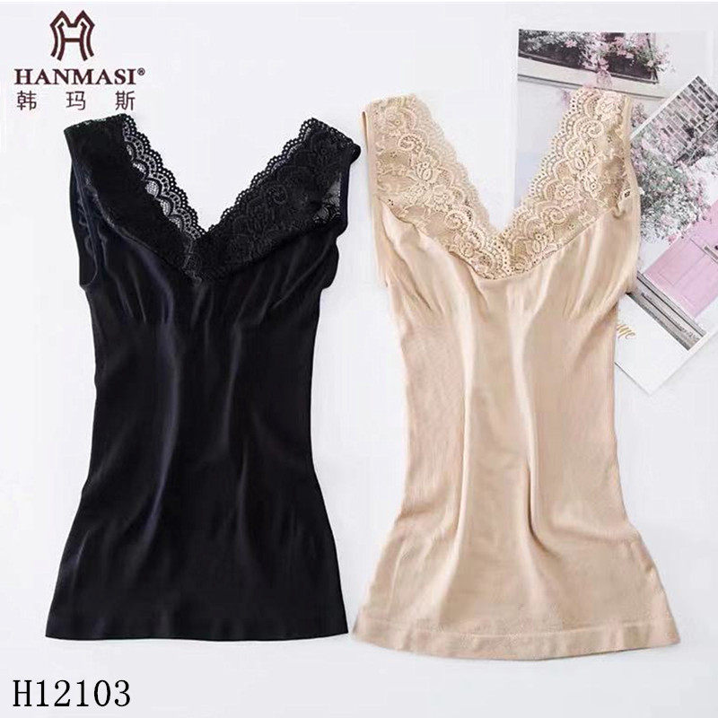 Han Masse Lingerie Female Vests Modell Lace V Collar Seamless High Play Beauty Body Workout for autumn and winter jersey 12103