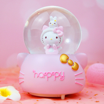 Cute Katy cat KT kitty 8 soundbox Music box Water crystal Ball Swing Piece Little Girl 61 Childrens birthday present