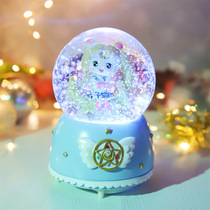 Creative crystal ball music box girl beautiful girl rotating children Snow music box ornaments Christmas send girls