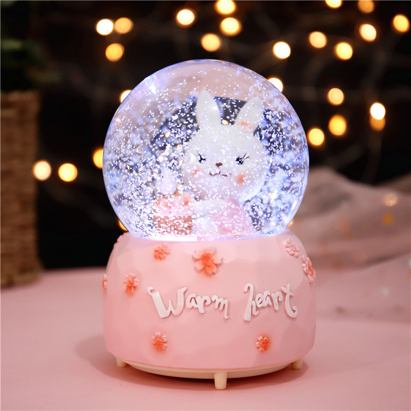 Cute Little Rabbit Music Box Girl Girl Birthday Girl Flower Crystal Ball Eight-Octo Children's Festival