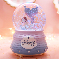 Dream Mermaid Princess Water Crystal Ball Eight-tone Box Girl Night Light Swivel Music Box Swing Piece Childrens Birthday Present