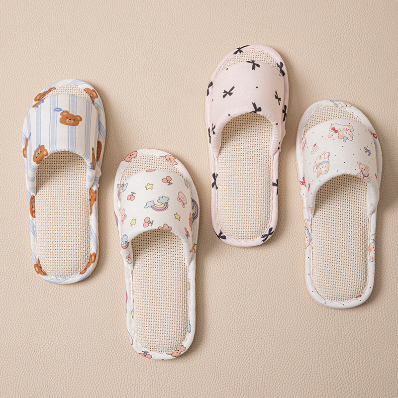 Cross-Border Amazon Eva Cartoon Linen Slippers for Women, Simple European and American Style Indoor Home All-Season Cotton and Linen Slippers for Women