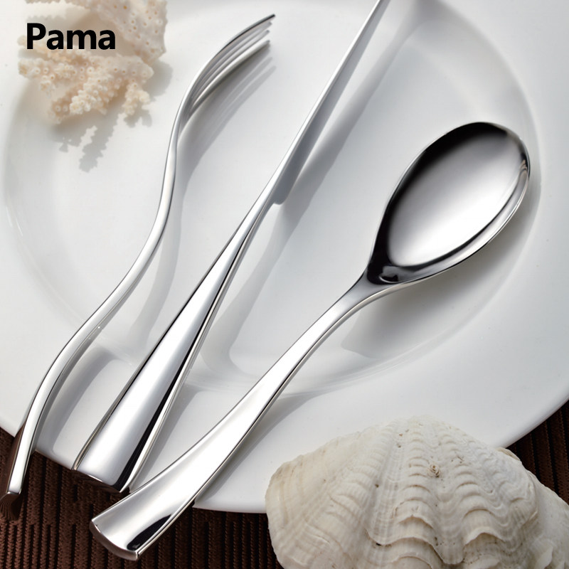 Pamama Pama Knife Fork Hotel Cutlery Home 304 Stainless Steel Main Dining Steak Knife Fork Spoon More Coffee Spoon M0123
