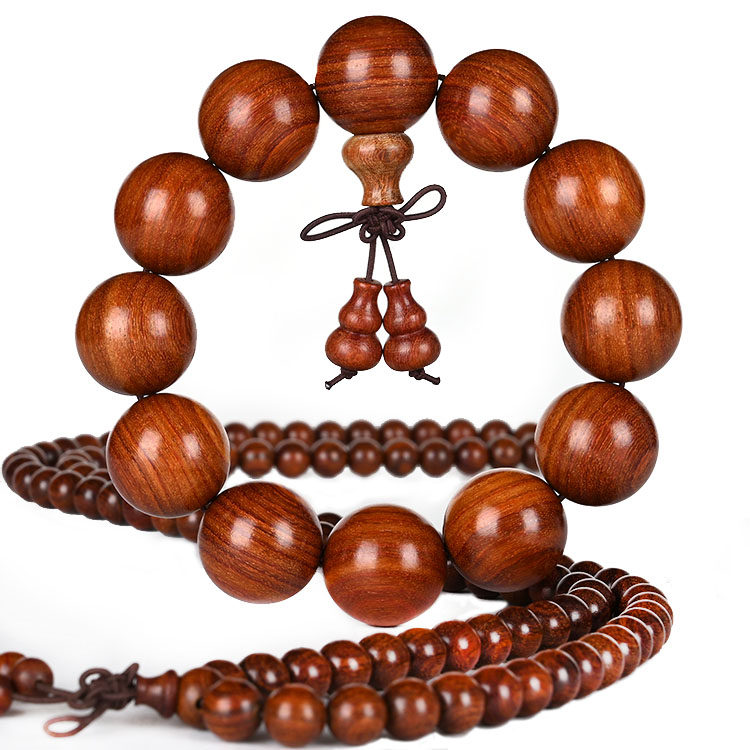 Authentic leaf red sandalwood string is life - long bracelet for men and women 20mm small hole couple jewelry red wood purple