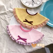 Non-fluorescent 360 round children lace waterproof mouth towel baby cotton bib tassel female baby cute bib