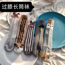 Newborn baby socks Spring and Autumn Cotton 0-3 months 1 year old boy and girl baby cartoon non-slip middle tube stockings