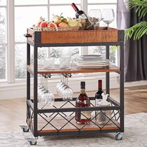 Wrought iron solid wood dining car Bar beverage Wine Car Family Kitchen Restaurant Club Sales Department mobile trolley