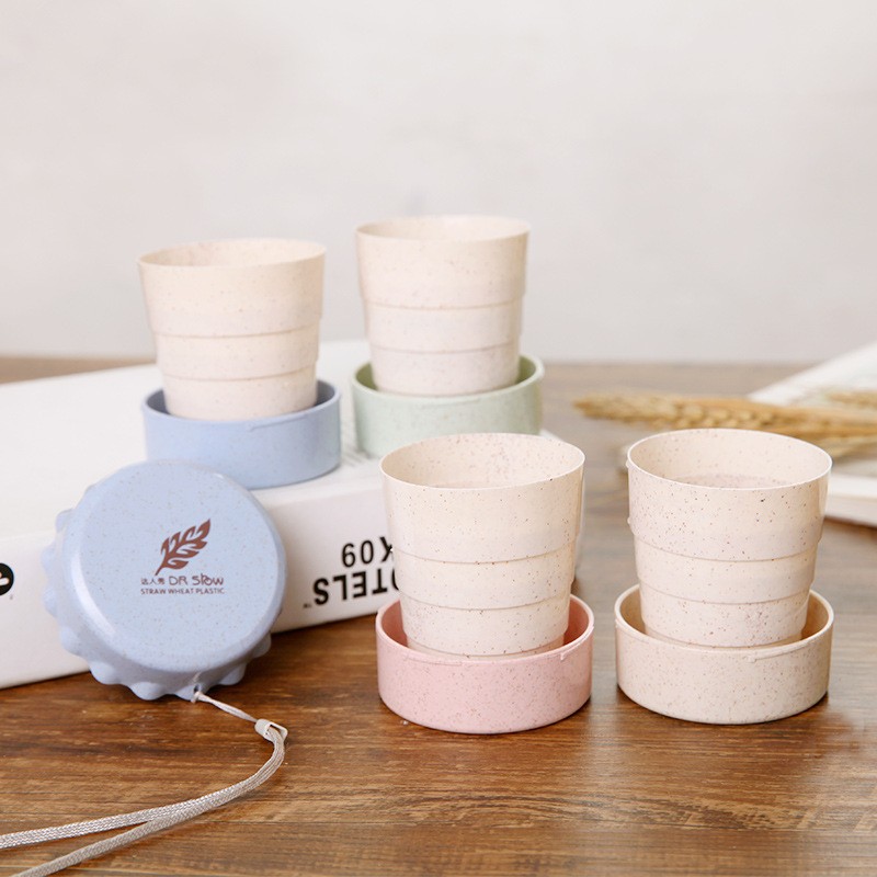 Folding Water Cup Travel Portable Drinking Water Cup Wheat Cup available with pocket telescopic gargling cup Hotel Drink Drink