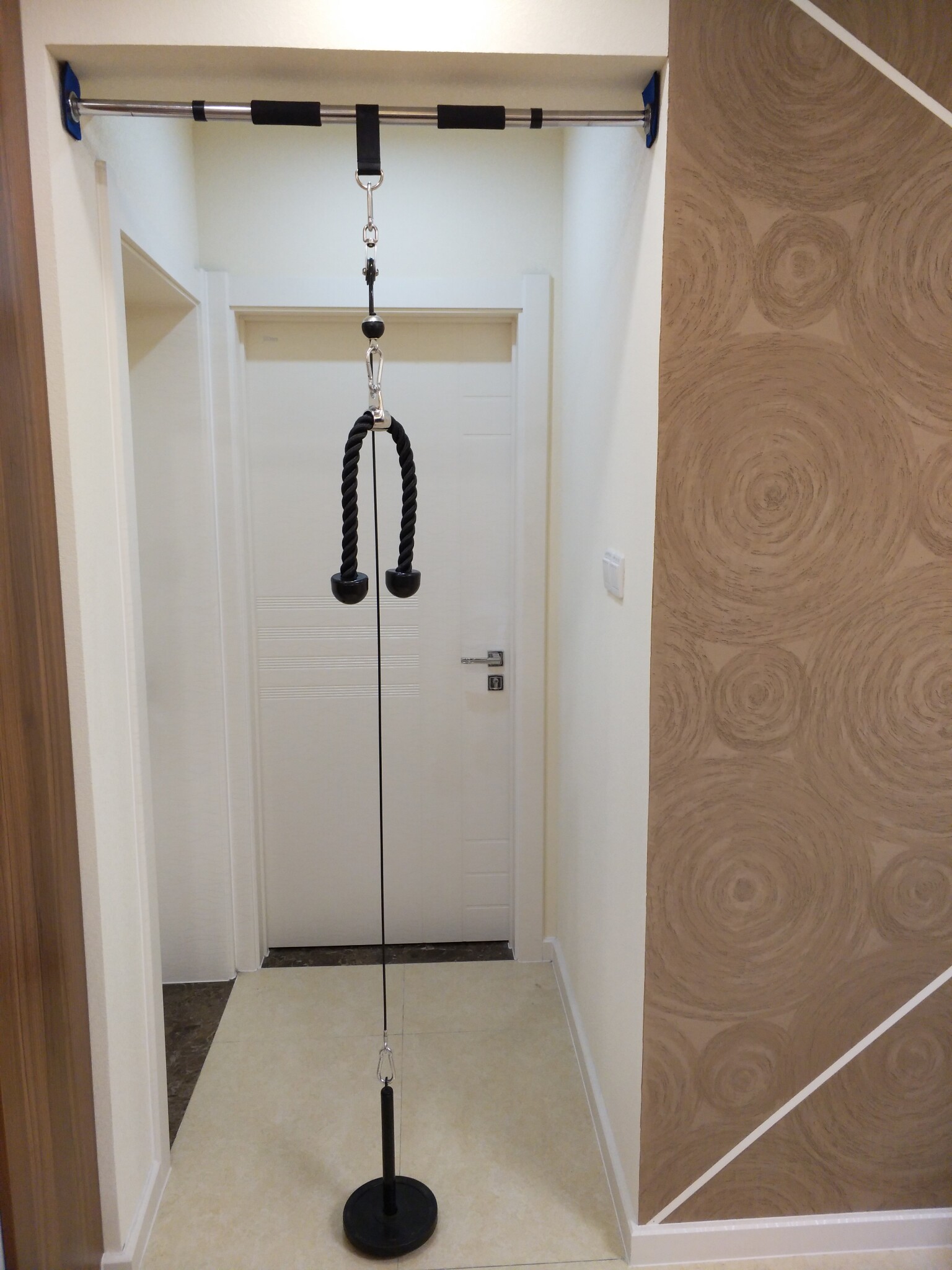 DIY self-made modification of big Bird home fitness equipment Triceps high pull down back pectoral abs accessories