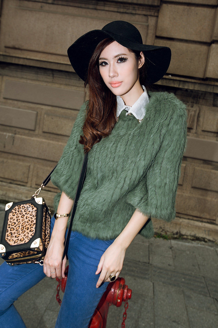 Off-mùa giải phóng mặt bằng Haining new bất rabbit fur dệt fur coat ngắn mùa thu và mùa đông nữ fur áo thun da cỏ áo khoác mũ lông nữ