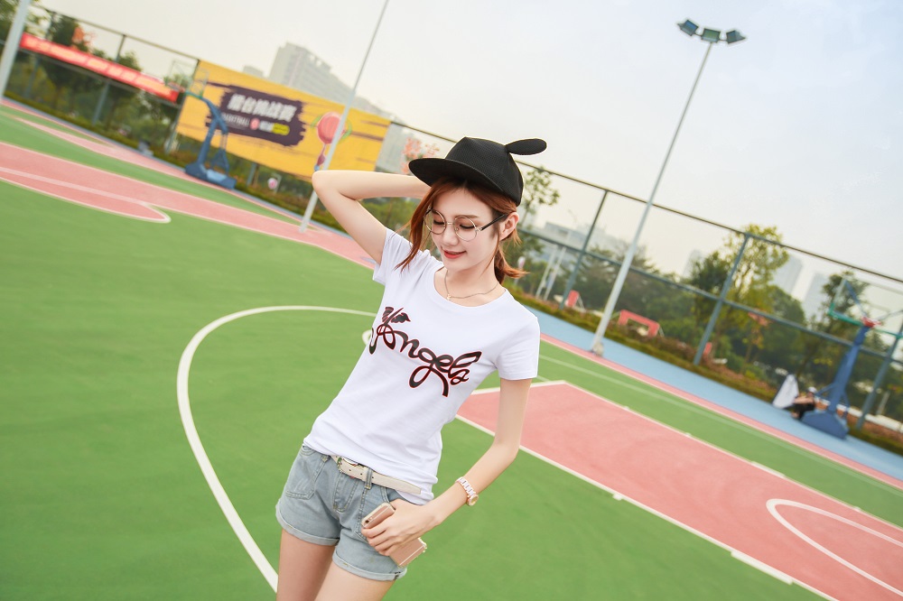 Mùa hè 2018 mới áo thun cotton Hàn Quốc nữ tay ngắn cổ tròn Đầm in họa tiết hoang dã đơn giản áo phông nữ chất đẹp
