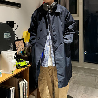 Japanese solid color trench coat men's loose casual basic style
