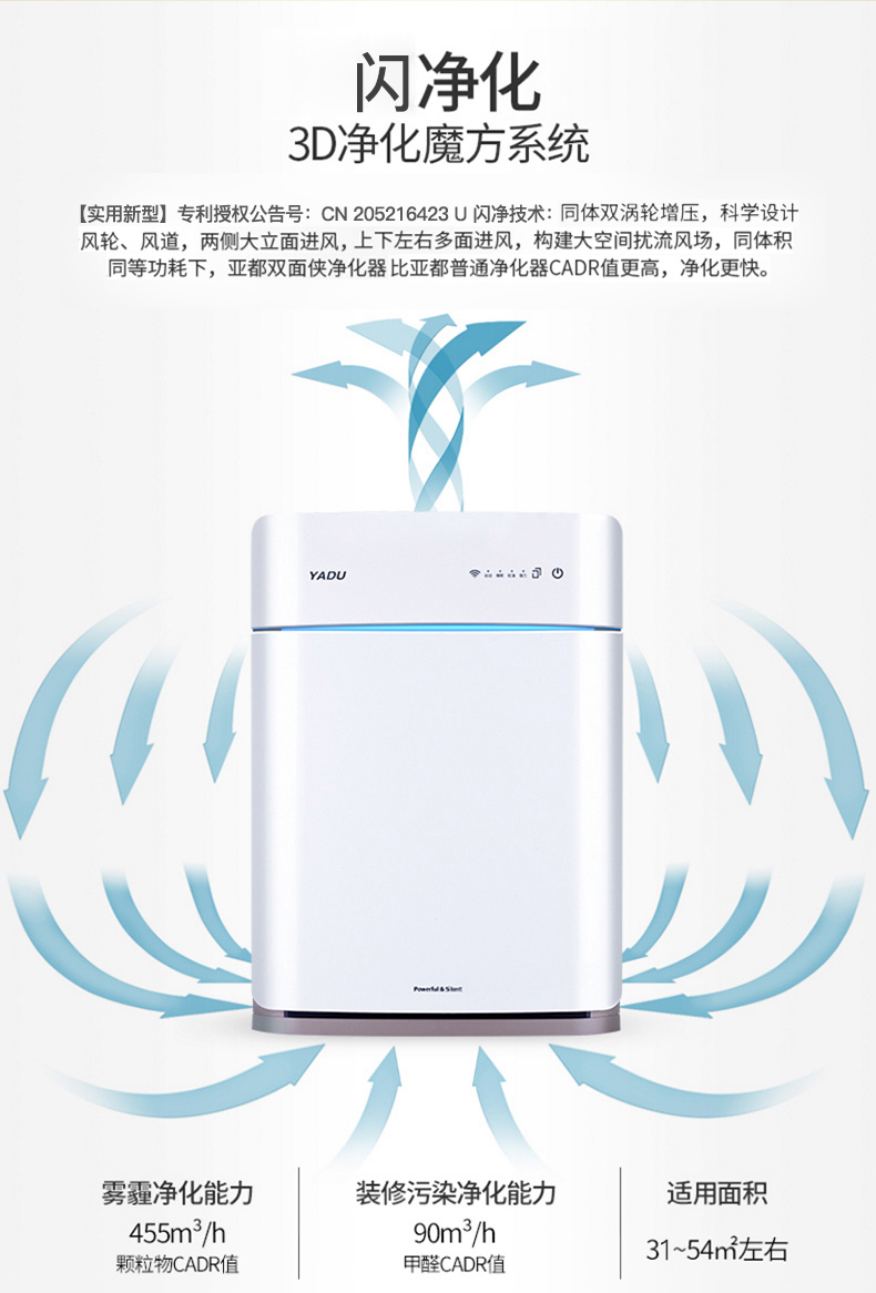 máy lọc không khí oto Máy lọc không khí Yadu KJ455G-S4 văn phòng thông minh tại nhà ngoài khói thuốc phiện máy lọc không khí lock&lock