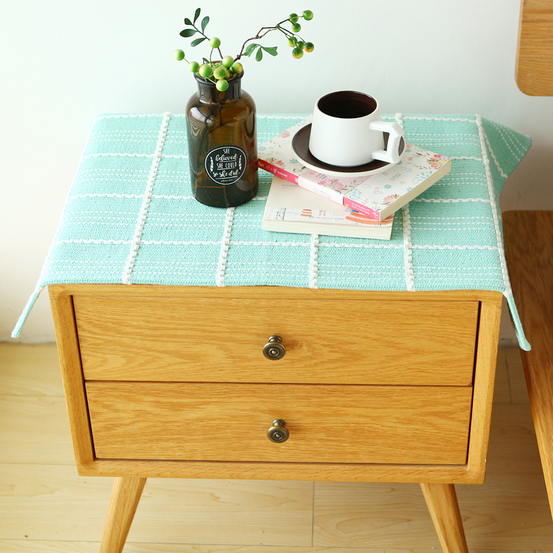 (Clearance) Weimi 6651 Simple Nordic Cotton Thread Woven Dustproof Cloth Cover Towel Anti-slip Bedside Table Cover Fabric Art
