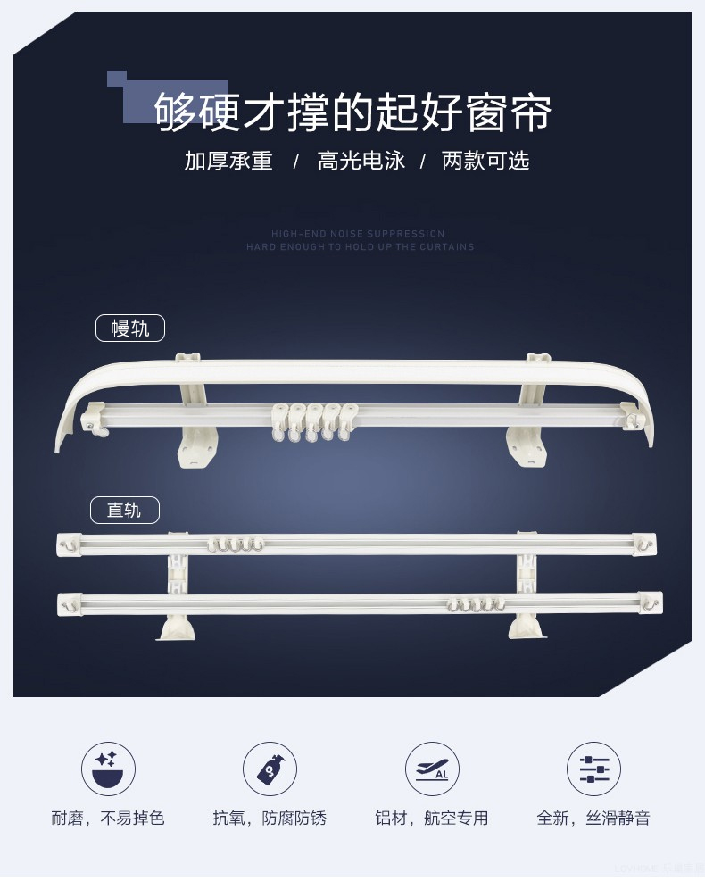 Lê tổ rèm cửa toàn nhà tùy chỉnh theo dõi hợp kim nhôm gắn giấu đường sắt trượt thẳng đường ray rèm đường sắt phụ kiện đường sắt - Phụ kiện rèm cửa các loại thanh treo rèm cửa