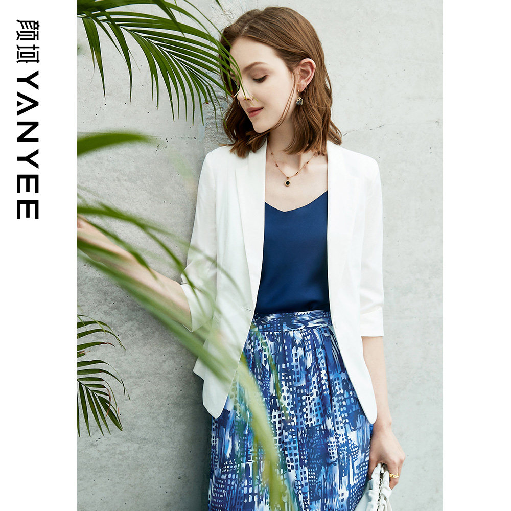 Yan Domain Thin Style Pure Color Small Suit Women Summer Clothing 2022 New Commute Display Slim Temperament Professional Short Western Suit Jacket