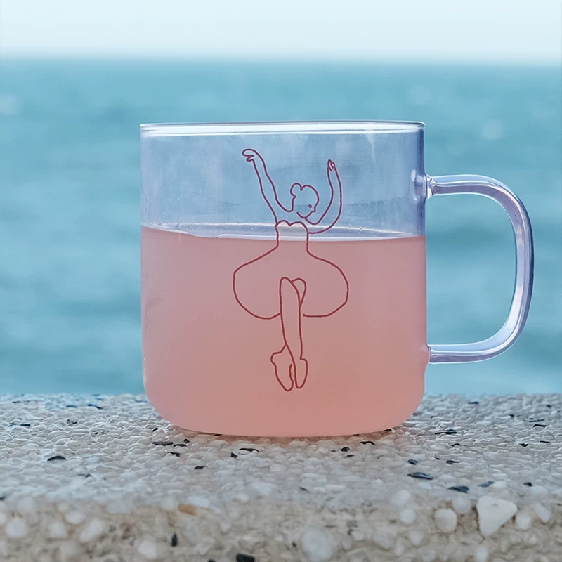Потайная кисть с короткой ручкой Yizi с граффити, высокого borosilicate стеклянный цветной чашка товара для молока