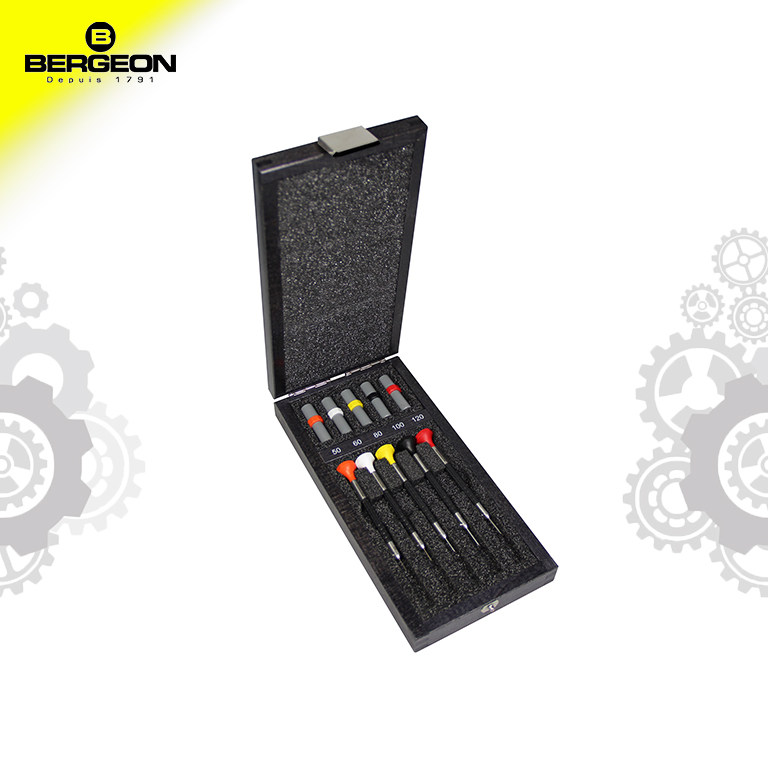 Borg tool BERGEON 6899-A05 Wooden box Five-packed screwdriver kit kit Fix screwdriver batch