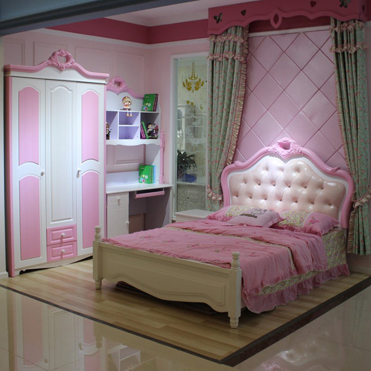 Children's room furniture combination set children's bedroom room furniture combination set girls male princess pink blue