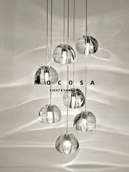 Staircase Chandelier Italian Designer Stainless Steel Light Luxury Villa Living Room Duplex Open Space Rotating Crystal Chandelier